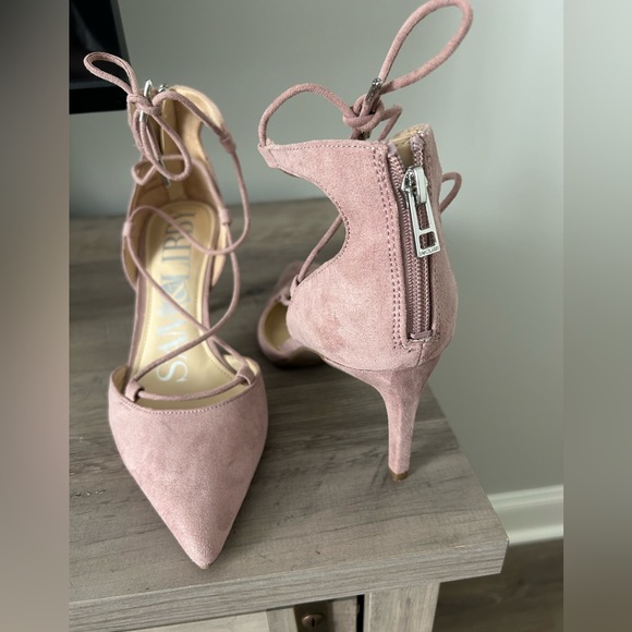 Sam & Libby Blush Mauve Heels with Ankle Tie and Zip Back Size 7 - Picture 7 of 9